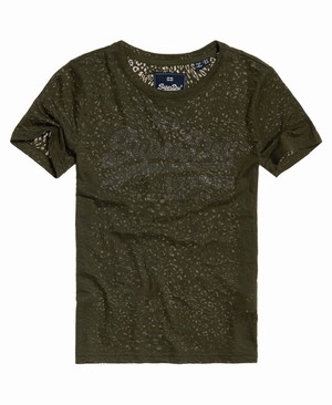 Superdry Vintage Logo Burnout Női Pólók Khaki | GEDPM2739